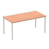 Impulse 1600mm Straight Table Beech Top Silver Box Frame Leg BF00104 DD